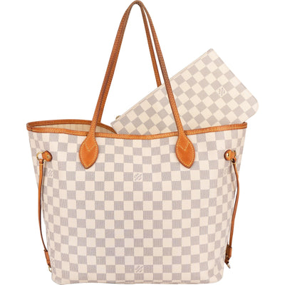 Louis Vuitton Monogram Damier Azur Neverfull MM Schultertasche