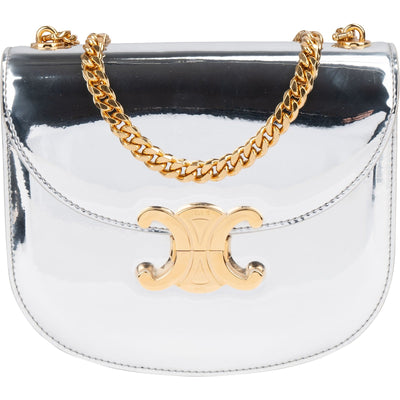 Celine Silver Metallic Teen Triomphe Umhängetasche