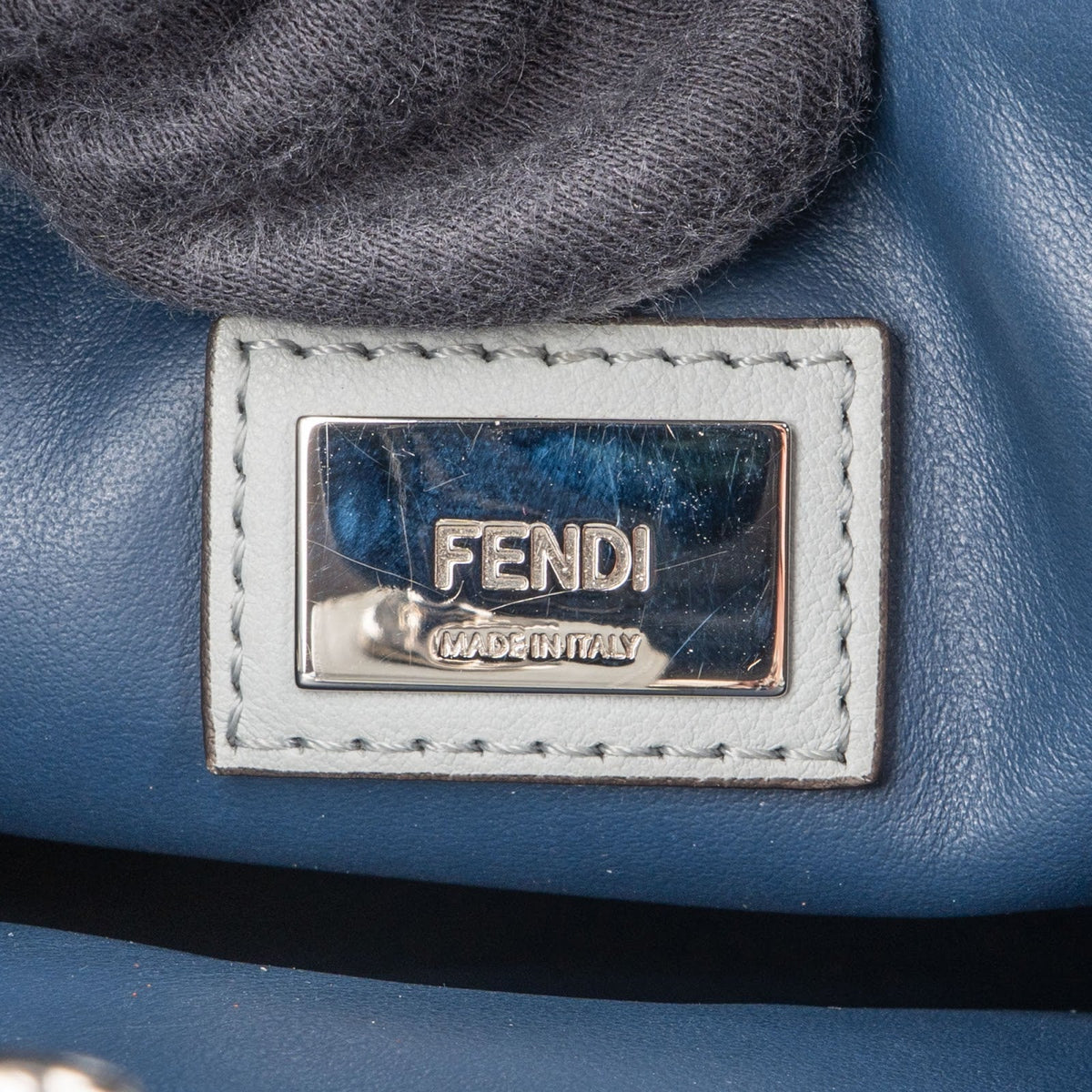 Fendi Blue Leather FF 2Jours Whipstitch Tote Handbag
