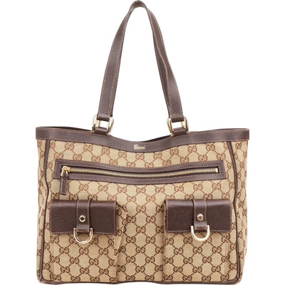 Gucci Monogram GG Abbey Double Pocket Tote Schultertasche