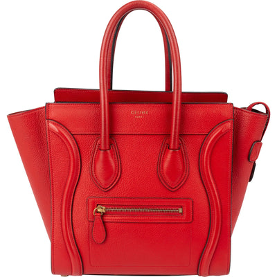 Celine Drummed Luggage Handtasche in Rot