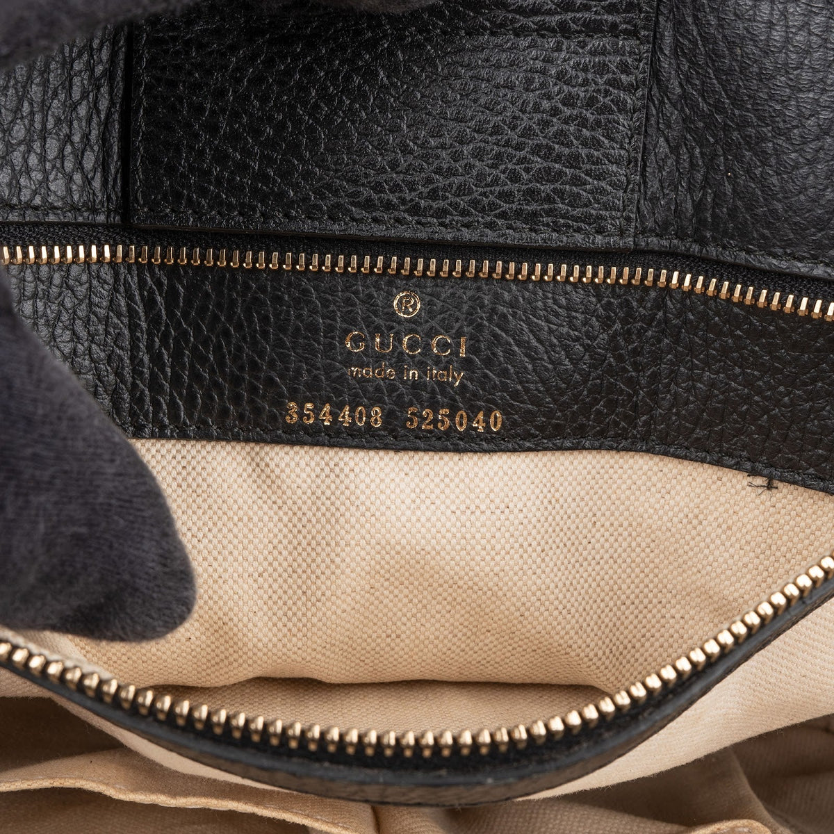 Gucci Black Grained Leather Swing Tote Shopper Shoulder Bag
