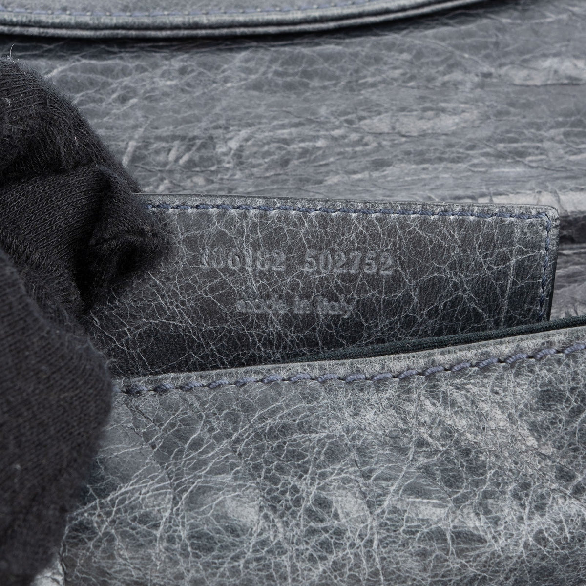 Balenciaga Grey Blue Leather GHW Envelope City Clutch
