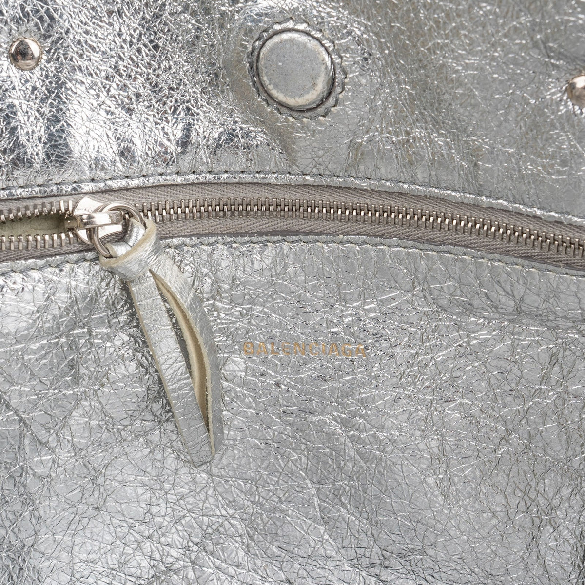 Balenciaga Metallic Crinkled Leather Small City Crossbody Handbag