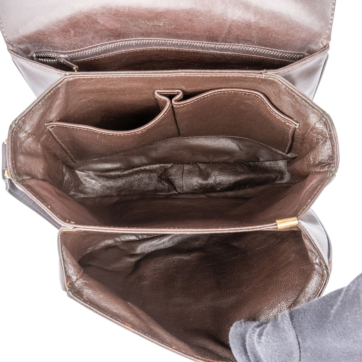 Celine Shiny Calfskin Medium Triomphe Shoulder Bag