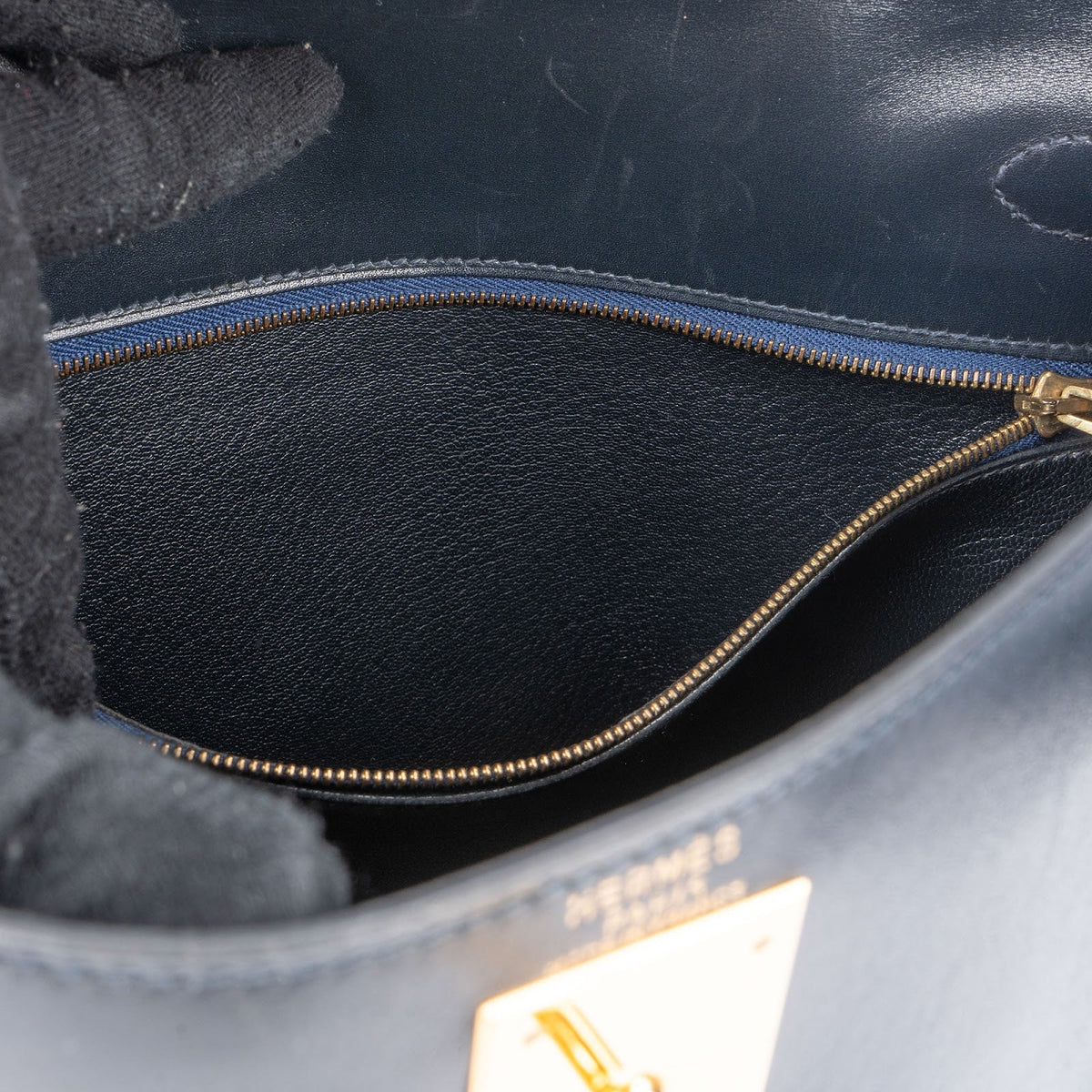 Hermès Blue Boxcalf Leather Kelly 28 Handbag