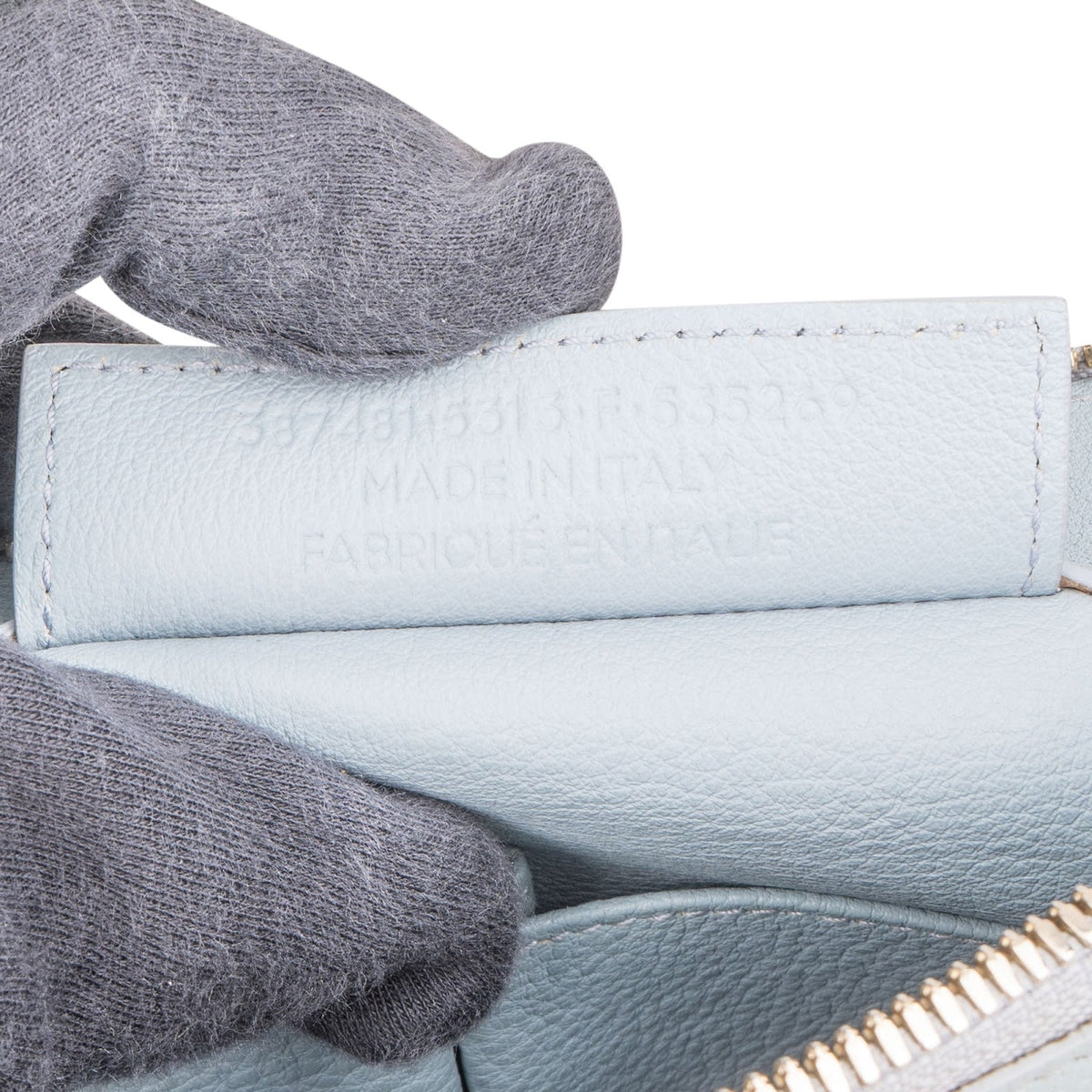 Balenciaga Light Blue Pebbled Leather City Clutch