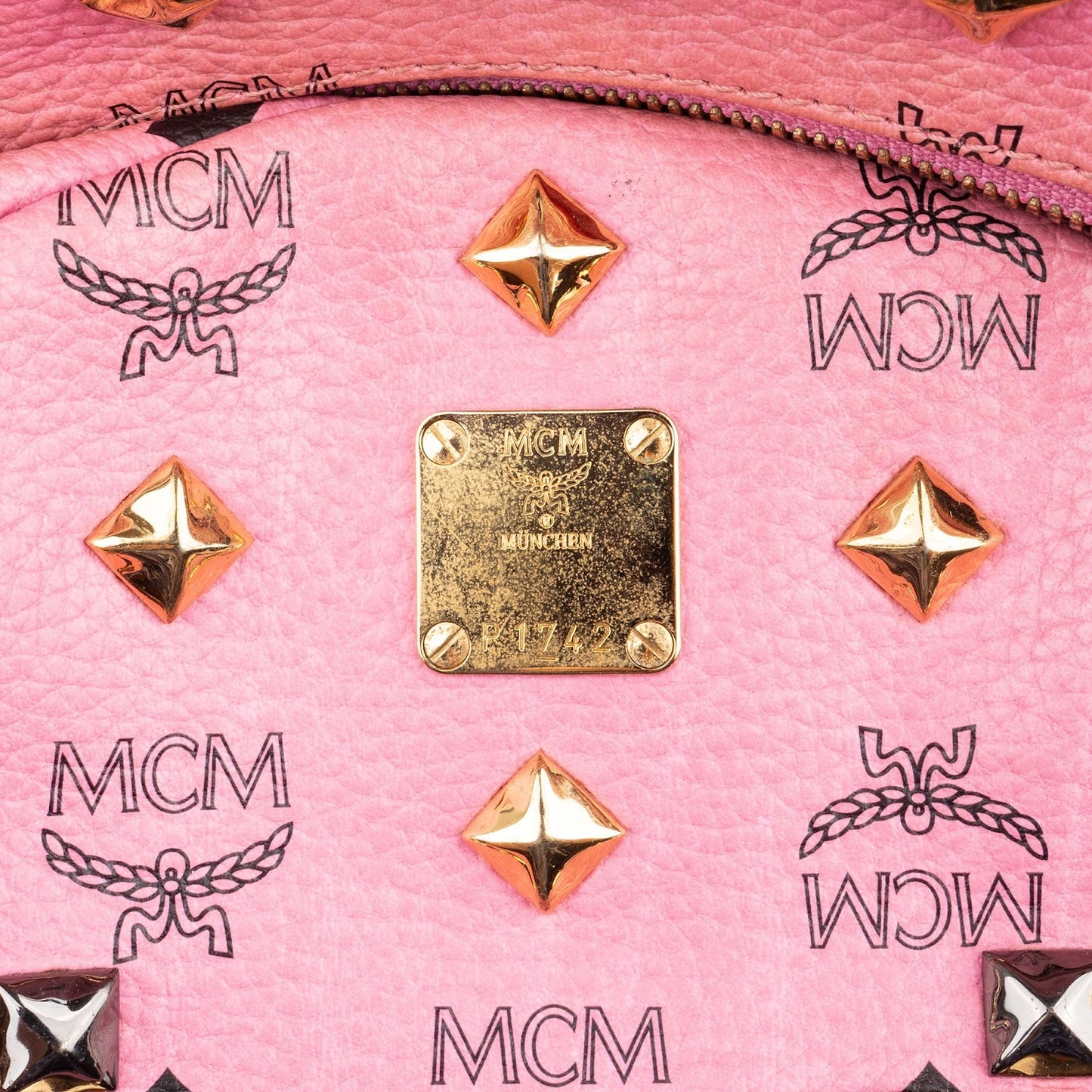 MCM Monogram Visetos Small Stark Studded Backpack