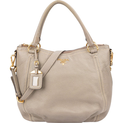 Prada Vitello Daino Hobo Handtasche in Taupe