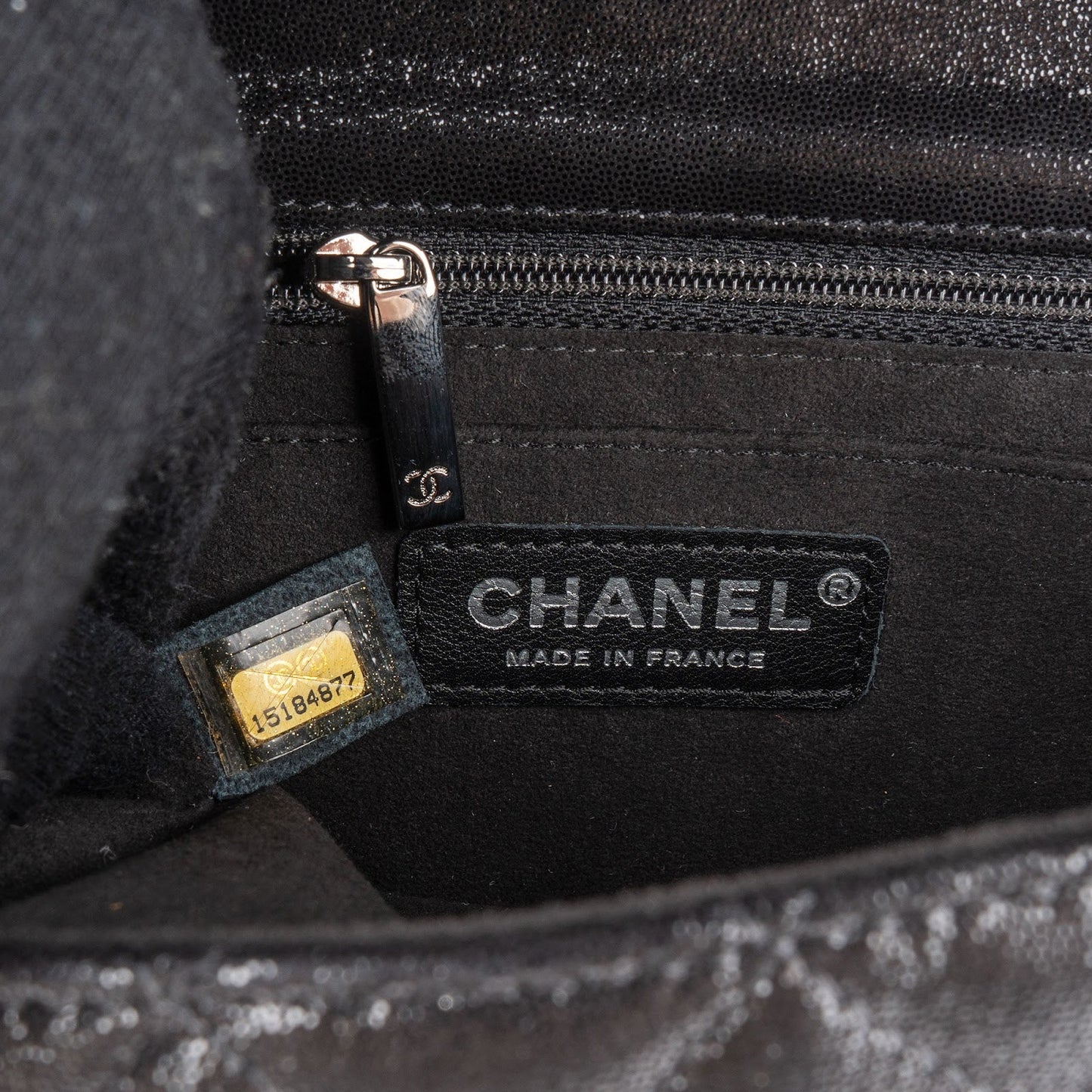 Chanel Quilted Glitter Metallic Suede Crystal-Embelished CC Small Single Flap Shoulder Bag