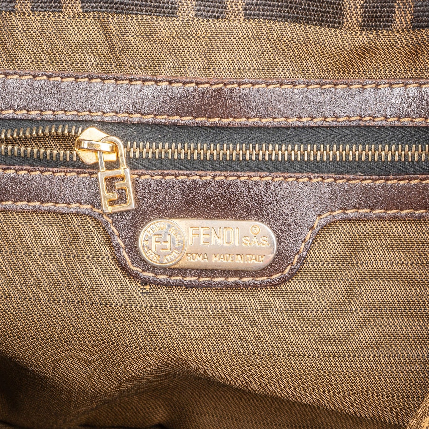 Fendi Monogram FF Zucca Canvas Baguette Mamma Hobo Shoulder Bag