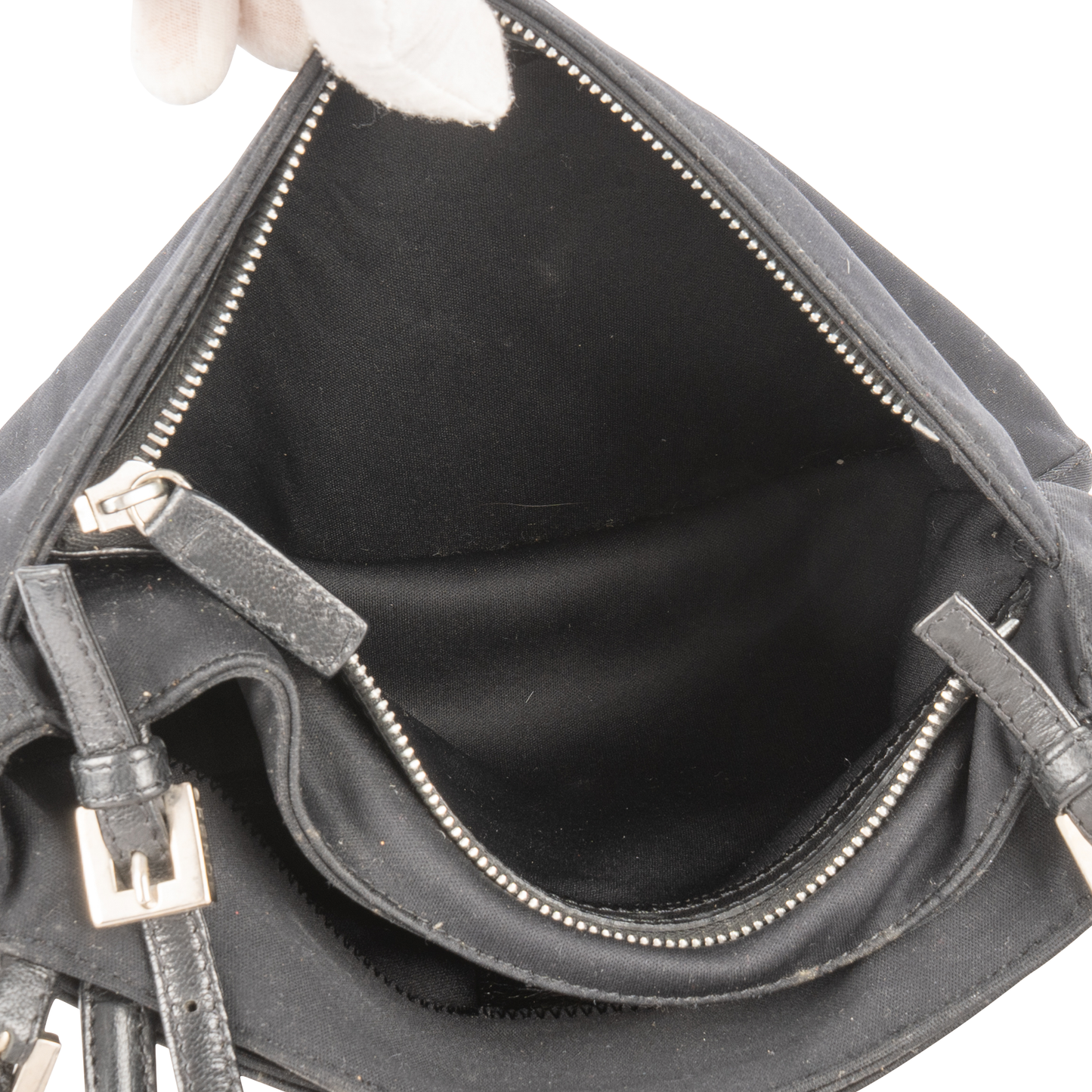 Fendi Black FF Buckle Baguette Shoulder Bag