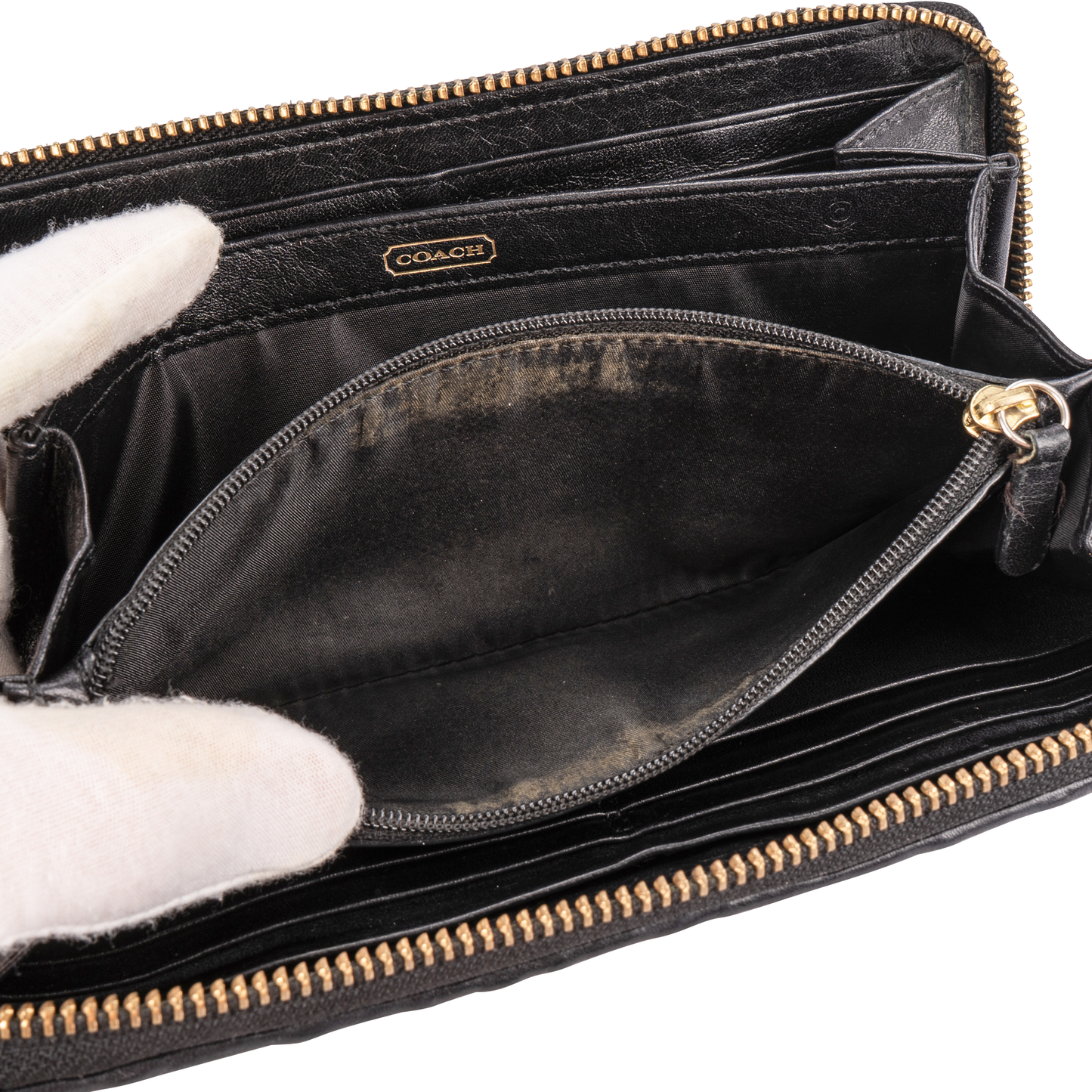 Coach Madison Accordion Black Leather Zip Around
