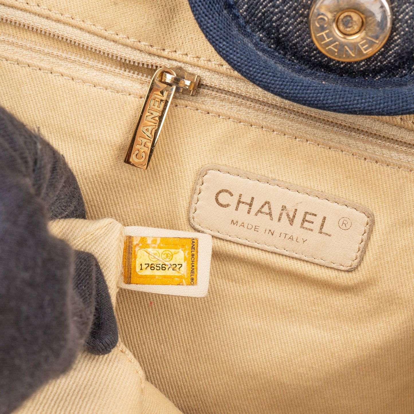 Chanel Bleu Cotton Deauville Handbag