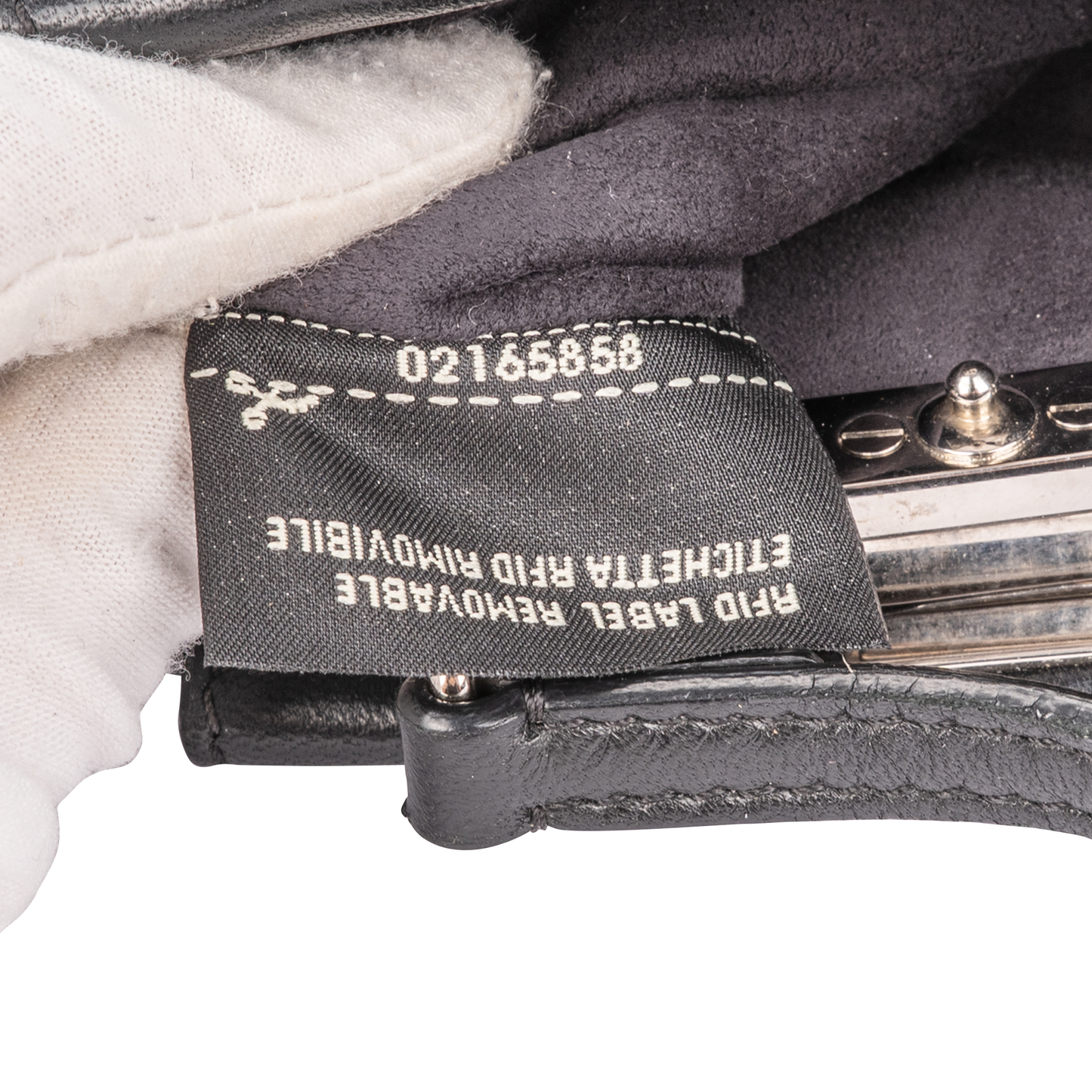 Fendi – Mini-Peekaboo-Handtasche aus schwarzem Leder mit Blumenmuster