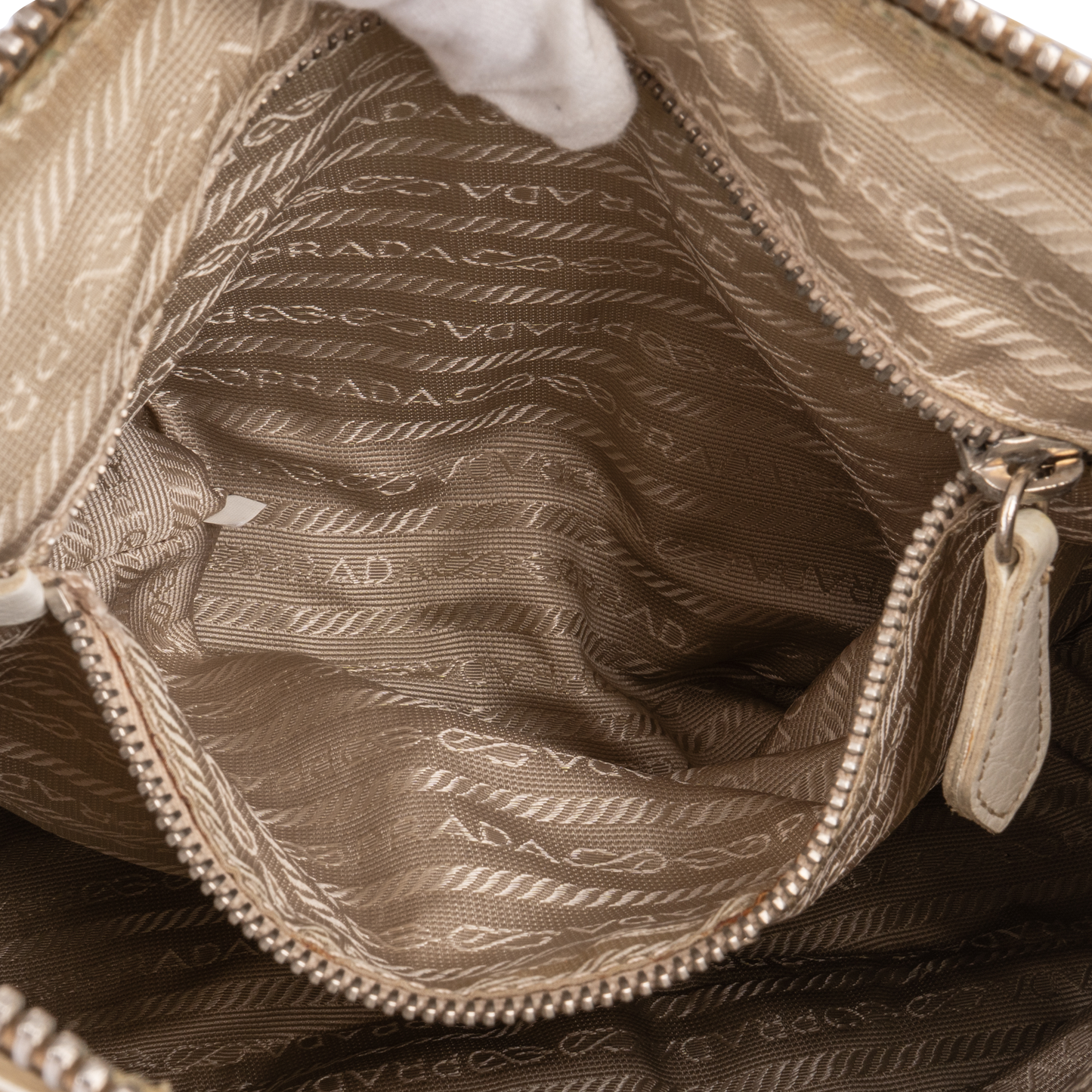 Prada White Triangle Shoulder Bag