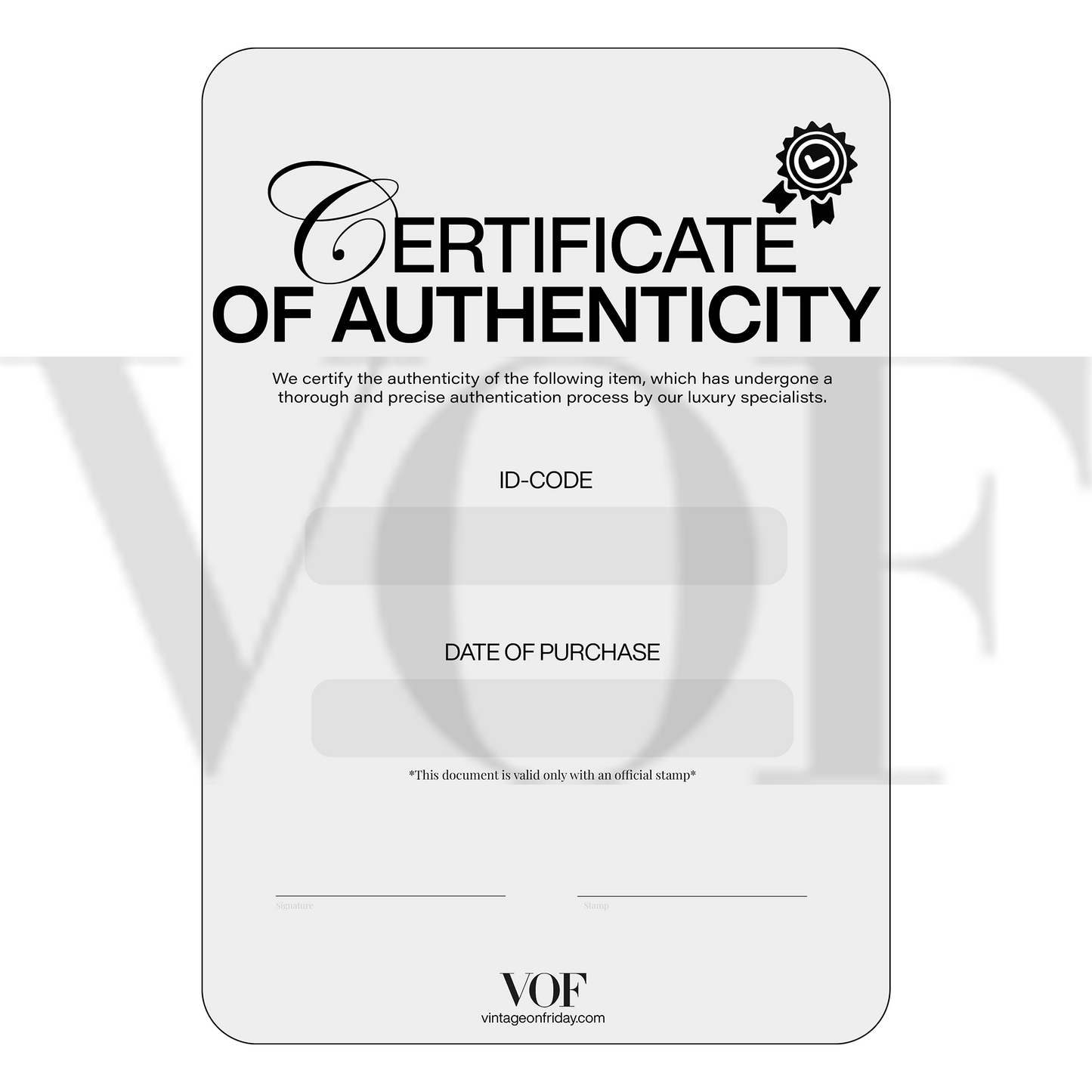 Certificate of Authenticity