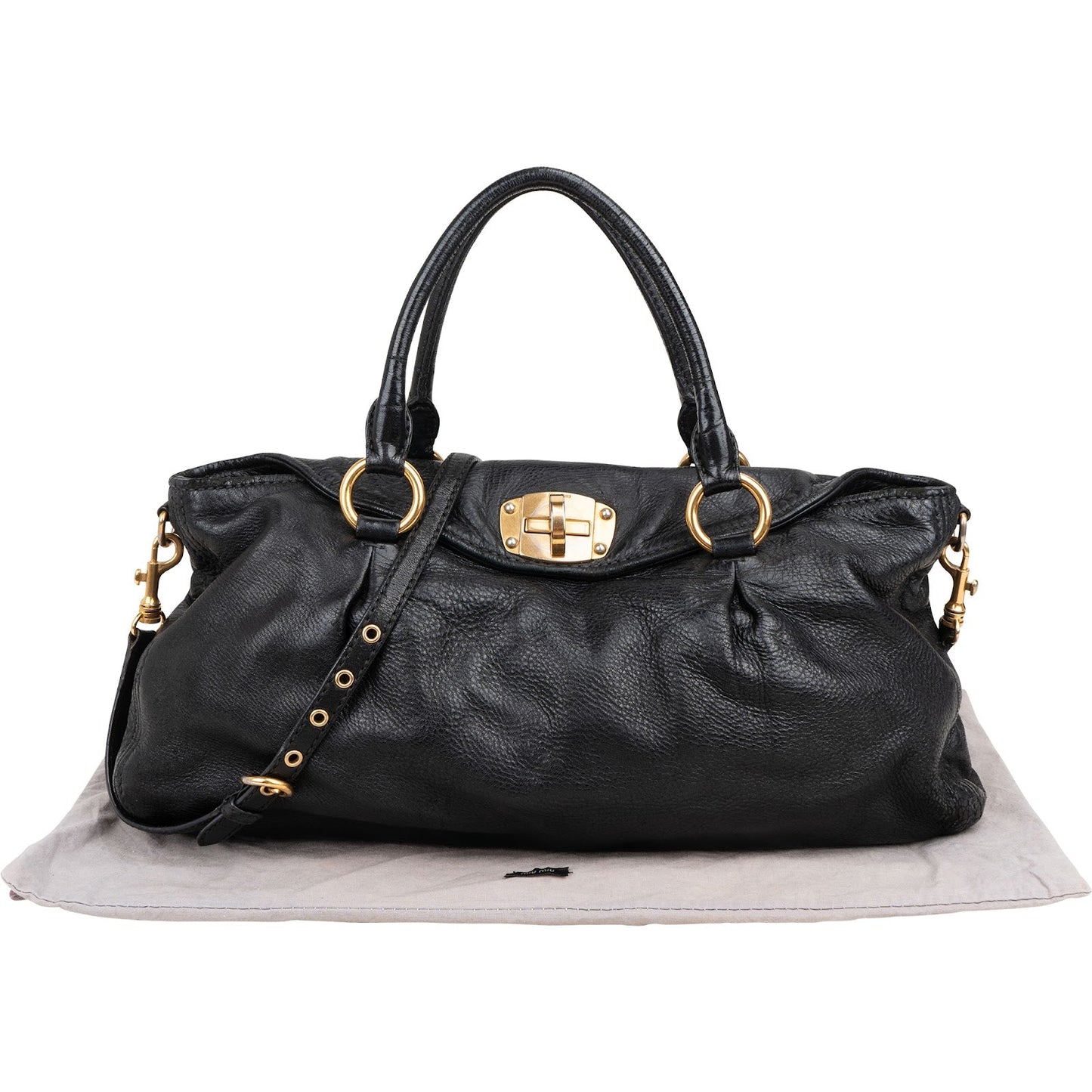 Miu Miu Vitelo Daino Turnlock Coffer Satchel Handbag