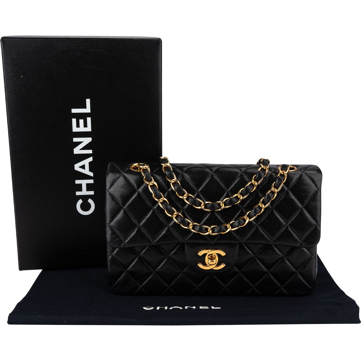 Chanel Quilted Lambskin 24K Gold Small Double Flap Shoulder Bag