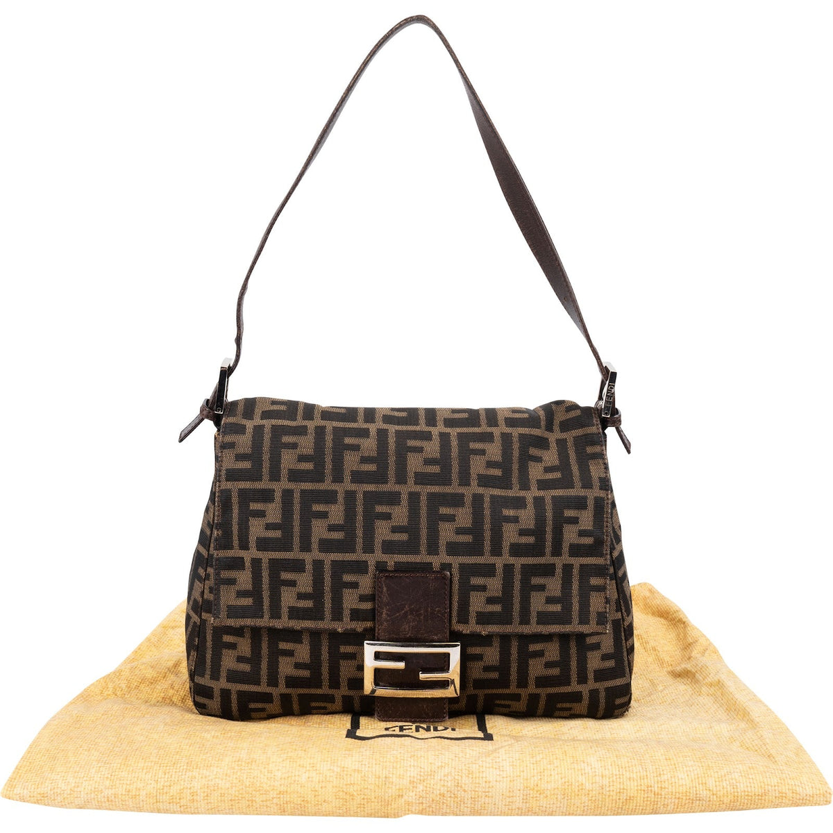 Fendi Monogram FF Zucca Canvas Mamma Baguette Shoulder Bag