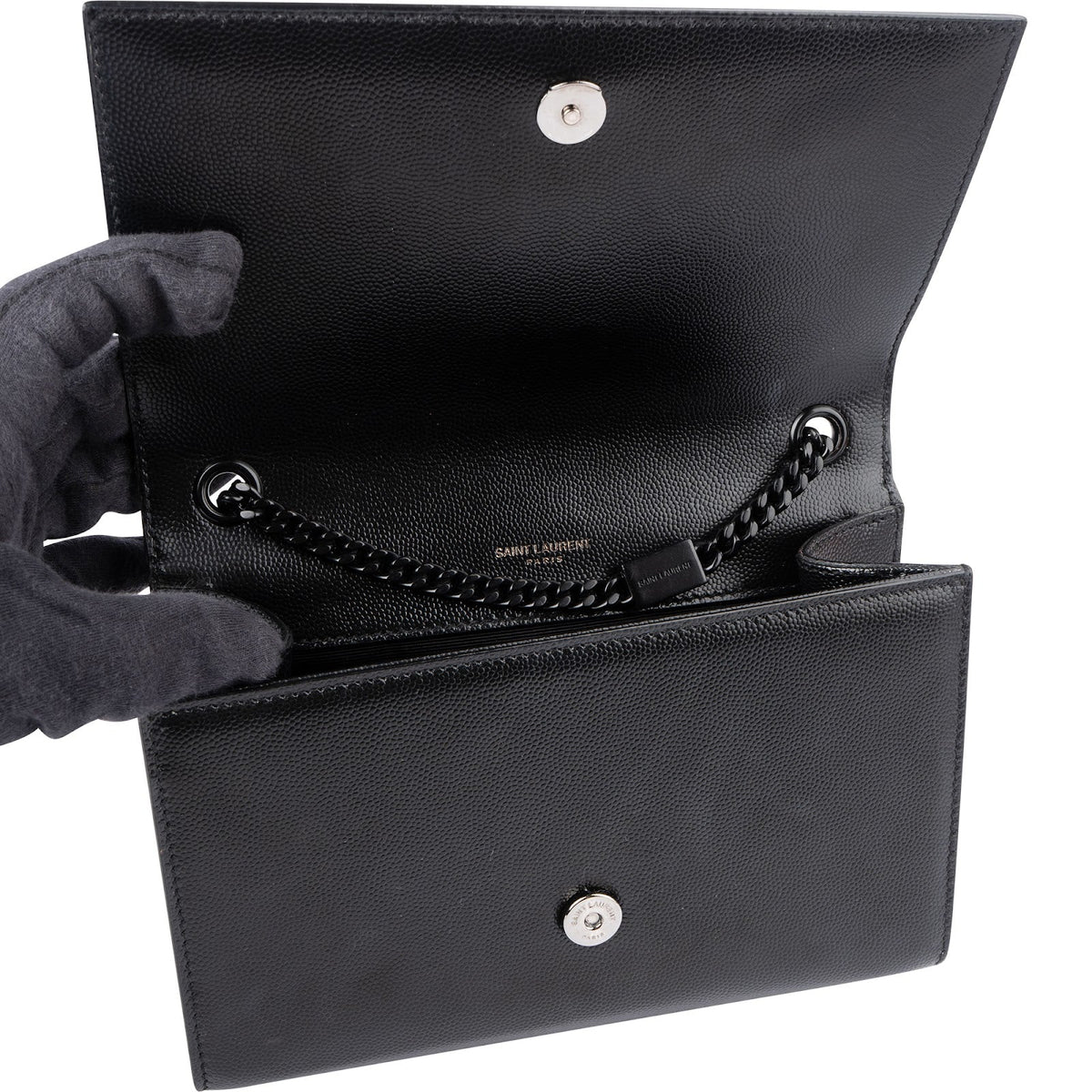 Saint Laurent Grain De Poudre Leather Kate Chain Crossbody Bag
