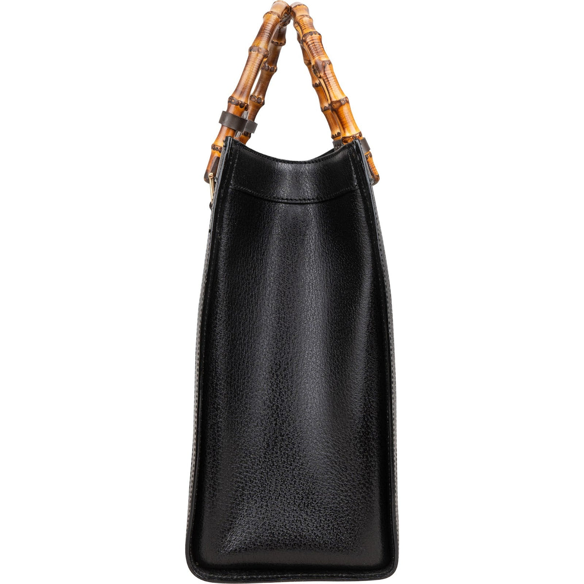 Gucci Black Leather Bamboo Handle Handbag