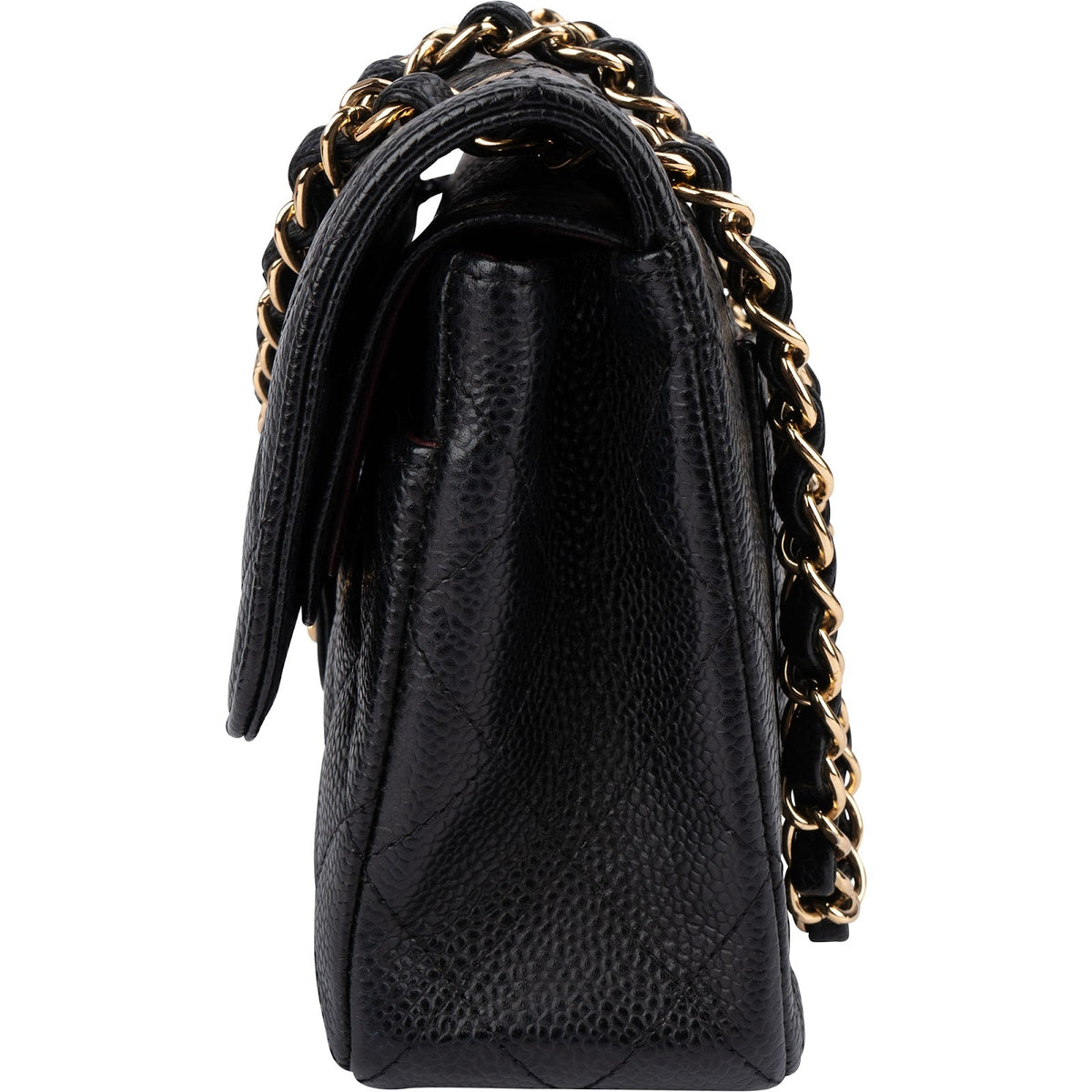 Chanel Quilted Caviar Leather Gold Small Double Flap Shoulder Bag