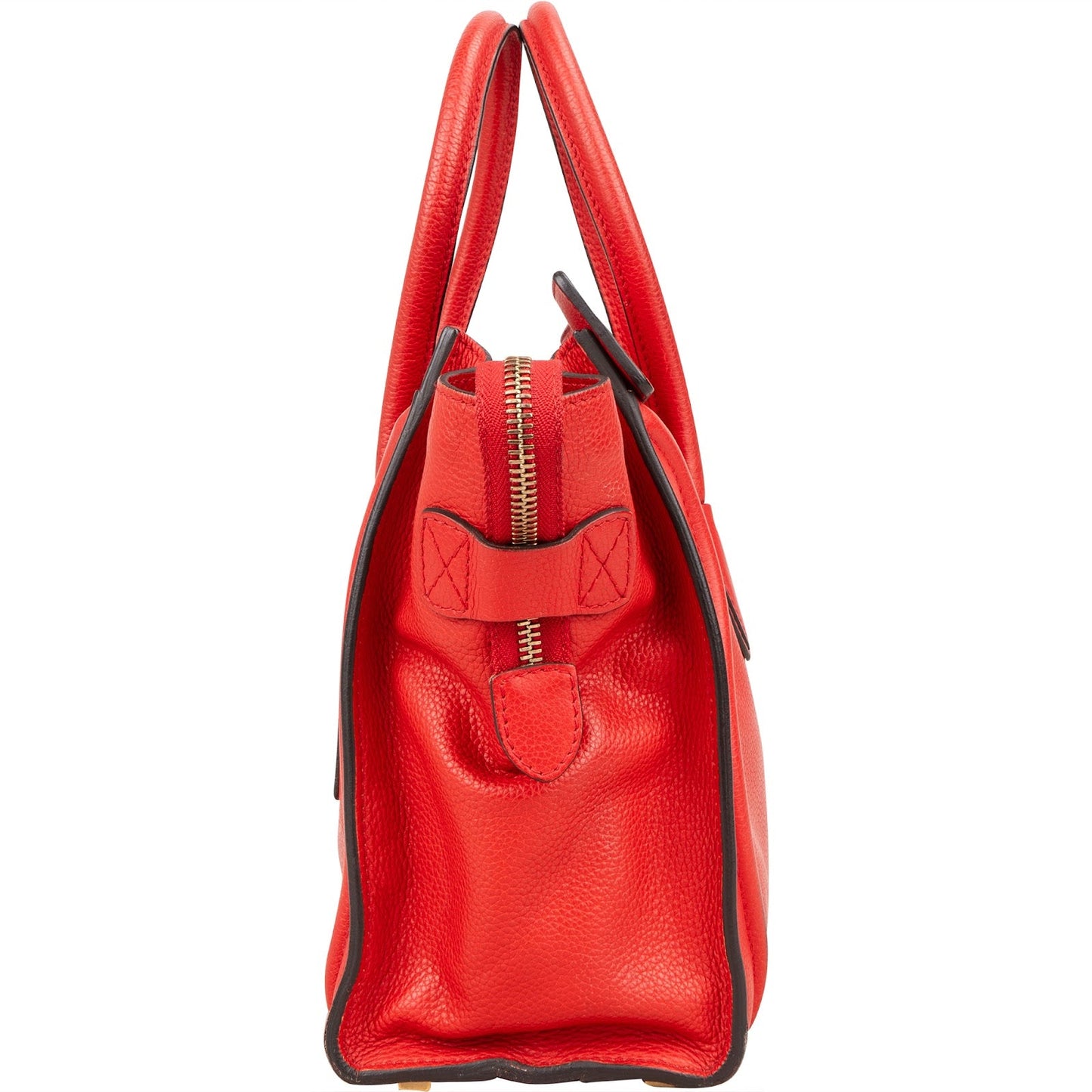 Céline Red Grained Leather Luggage Handbag