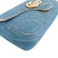 Gucci Denim Matelassé Denim Pearl GG Marmont Crossbody Bag