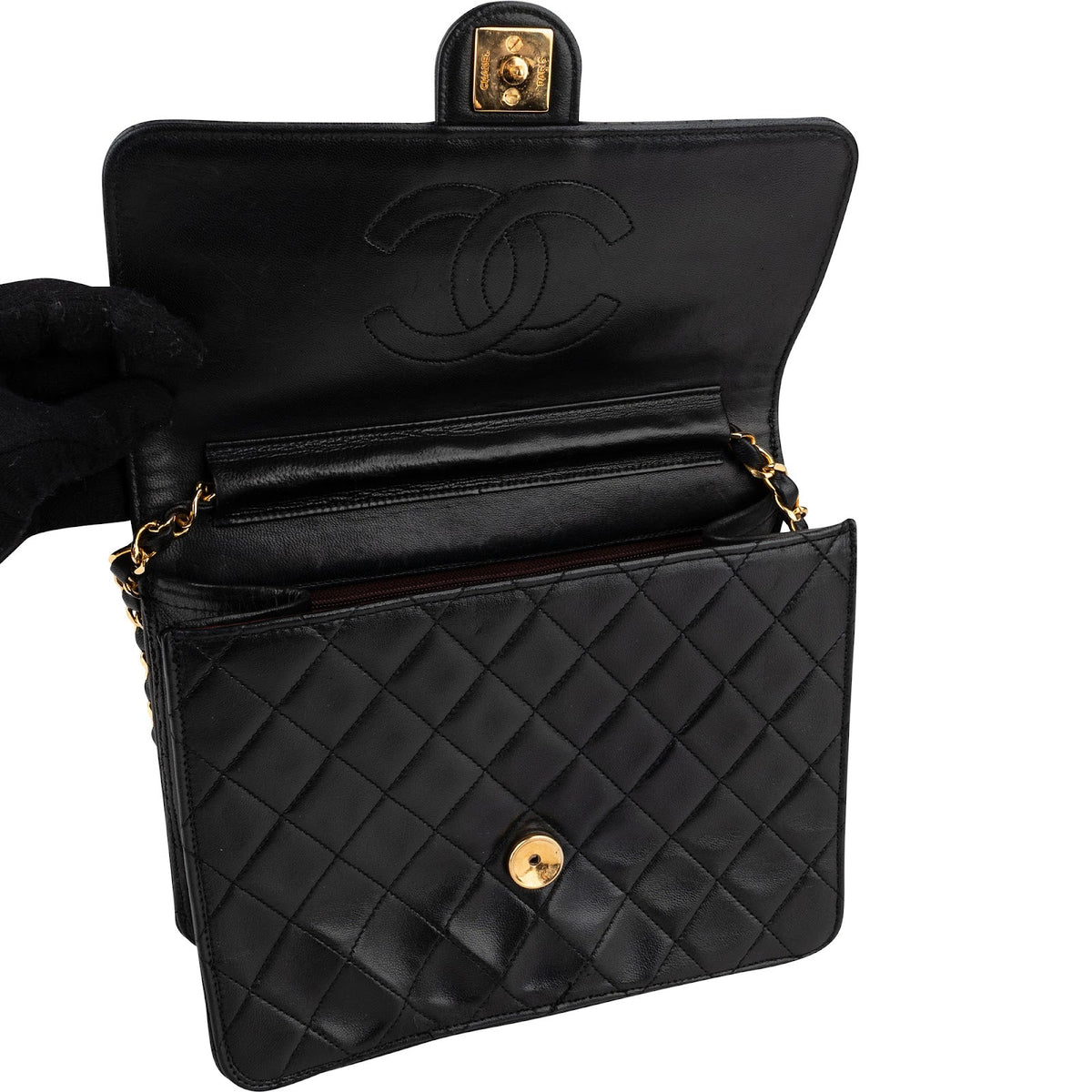 Chanel Quilted Lambskin 24K Gold Single Flap Shoulder Bag