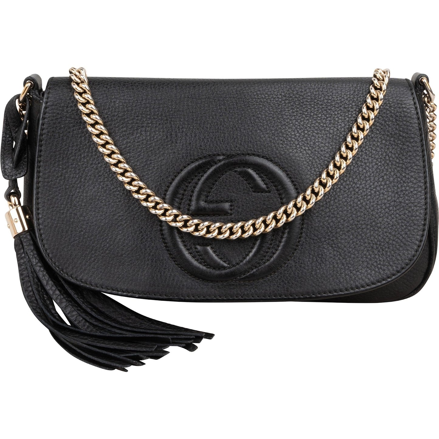 Gucci Pebbled Leather Soho Chain Tassel Crossbody Bag