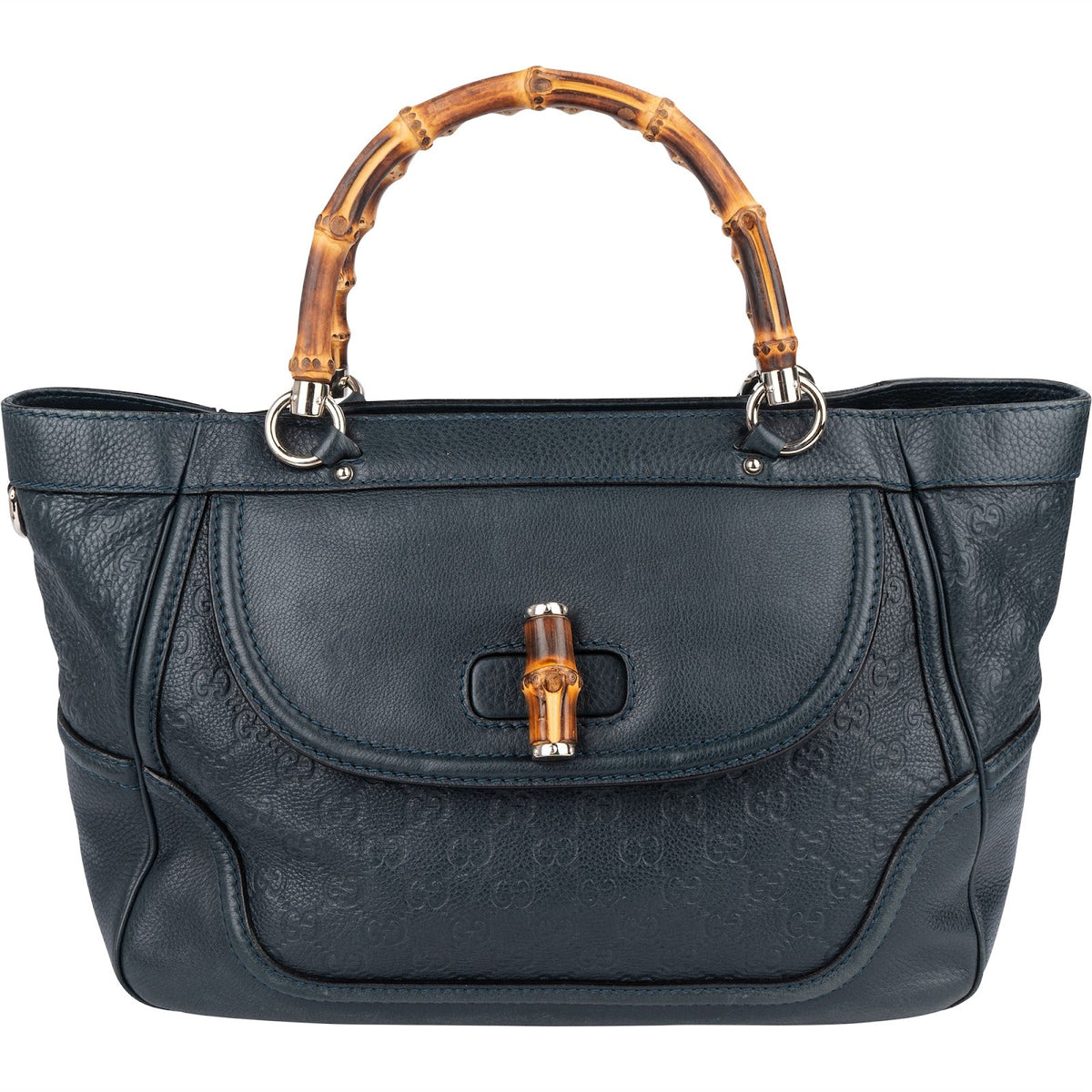 Gucci Bamboo Top Handle Tote aus Guccissima-Leder – Vorderansicht