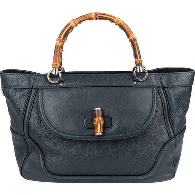 Gucci Guccissima Leather Bamboo Top Handle Tote Handbag