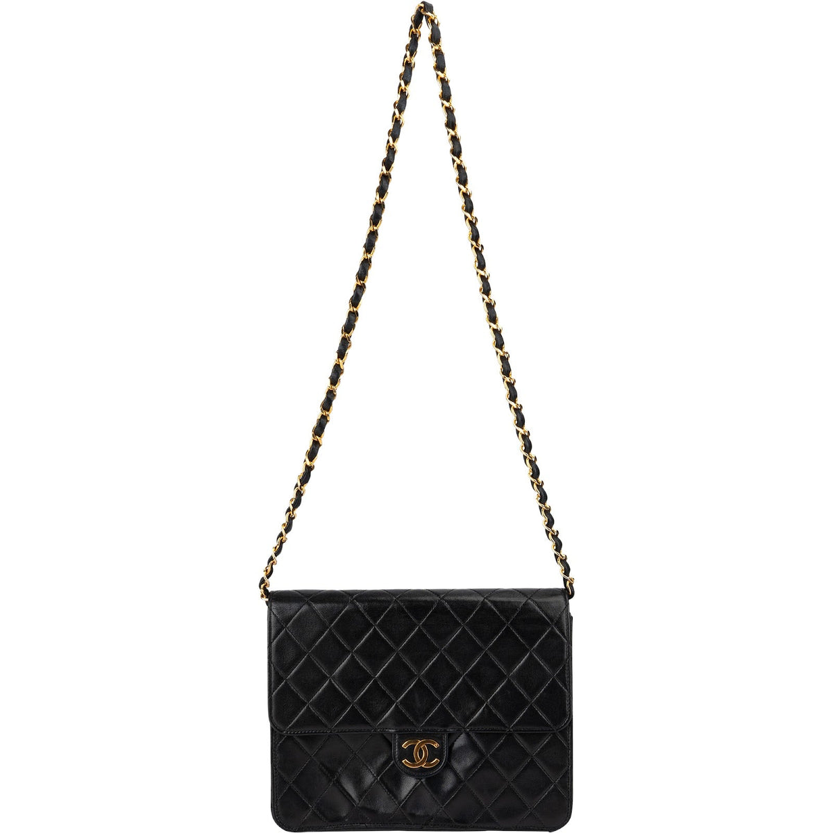 Chanel Quilted Lambskin 24K Gold Single Flap Shoulder Bag