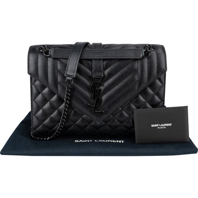 Saint Laurent Grain de Poudre Leather Medium Envelope Crossbody Bag