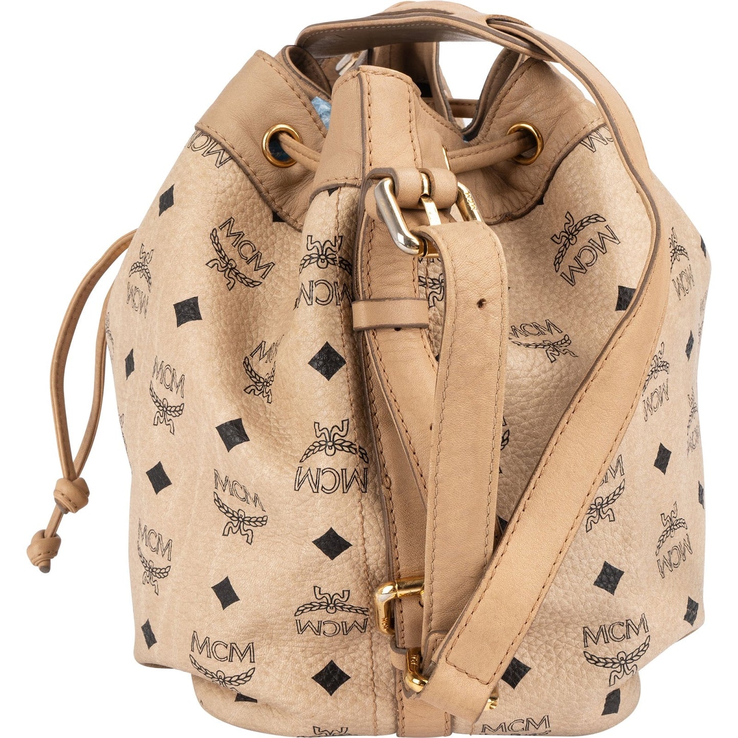 MCM Monogram Visetos Drawstring Bucket Crossbody Bag