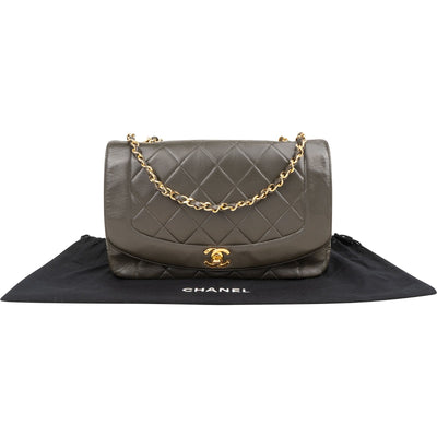 Chanel Quilted Lambskin 24K Gold Diana Single Flap Crossbody Bag