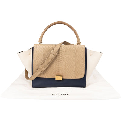 Céline Python Leather Tricolor Trapeze Handbag