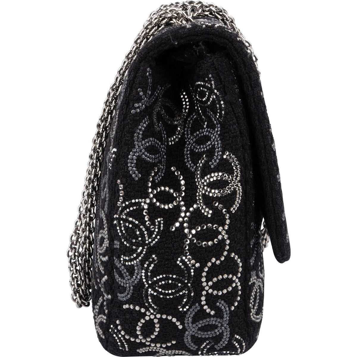 Chanel Sequin CC Jumbo Double Flap aus Tweed – Ansicht 3