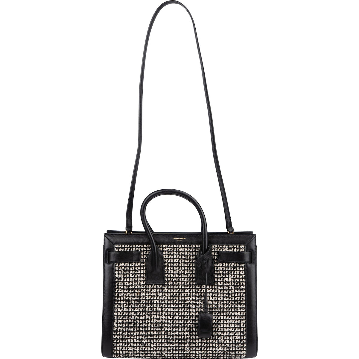 Saint Laurent Tweed & Leather Sac de Jour Handbag