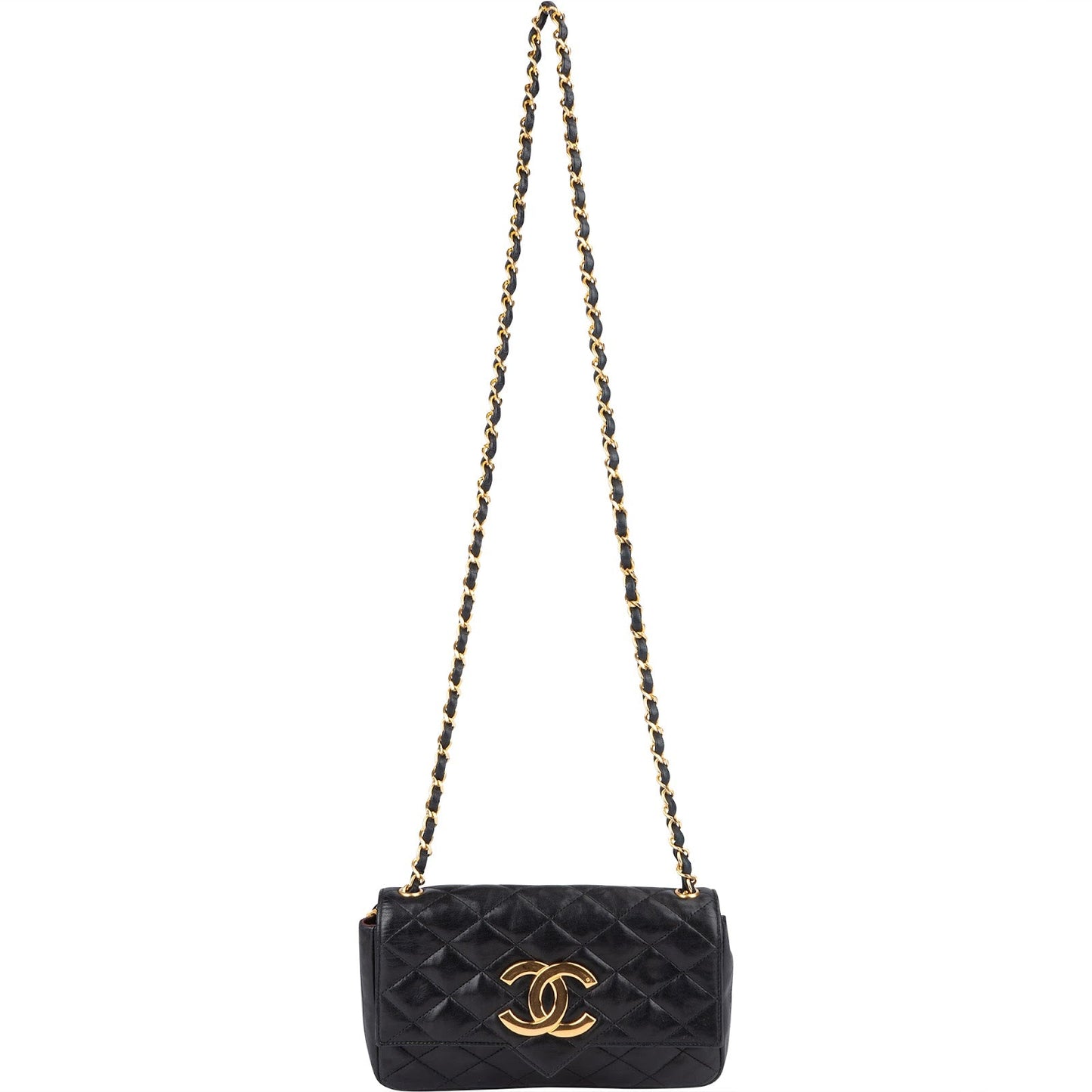 Chanel Quilted Lambskin 24K Gold Single Flap Crossbody Bag