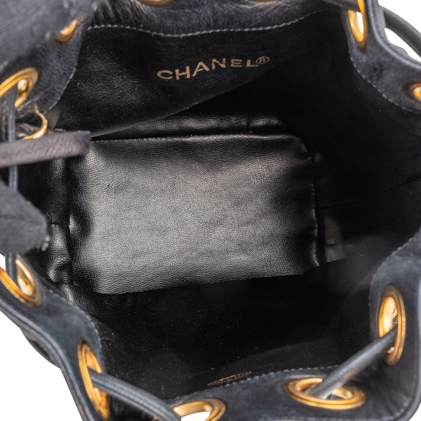 Chanel Lambskin Drawstring CC Bucket Crossbody Bag
