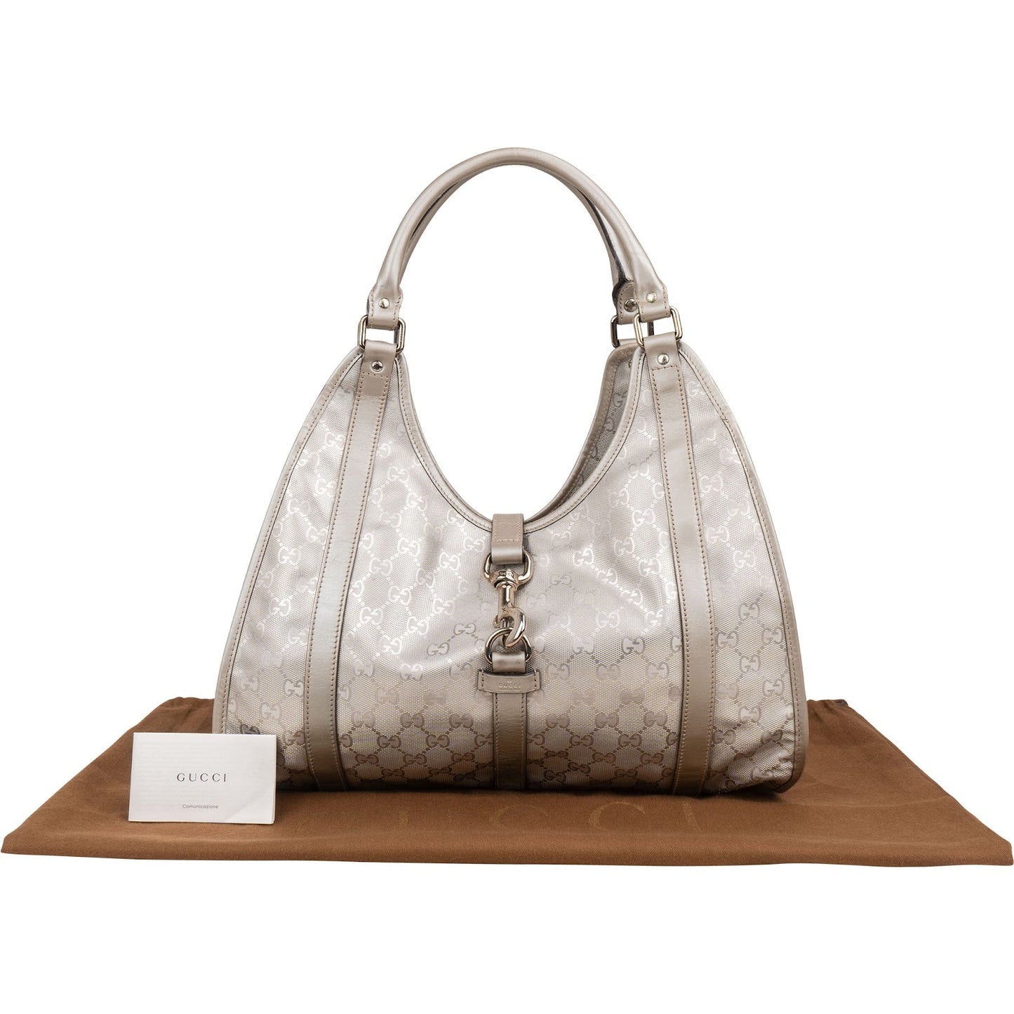 Gucci Monogram GG Imprimé Silver Jackie Shoulder Bag