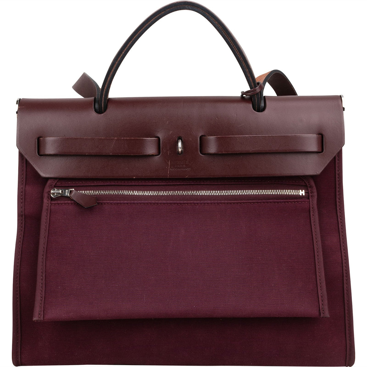 Hermès Classic Cotton Herbag 31 Maroon Zip Crossbody Handbag