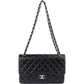 Chanel Quilted Caviar Leather Palladium Jumbo Double Flap Crossbody Bag