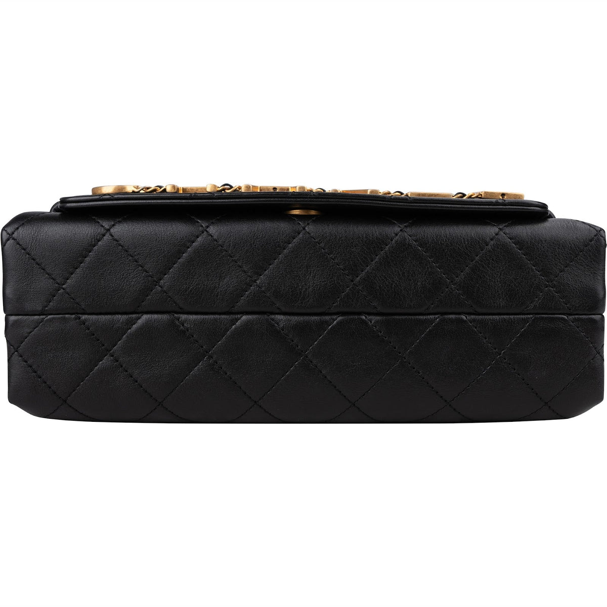 Chanel Quilted Lambskin Chain Spellout Letters Single Flap Crossbody Bag