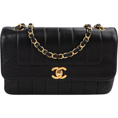 Chanel Vertical Quilted Lambskin 24K Gold Single Flap Crossbody Bag