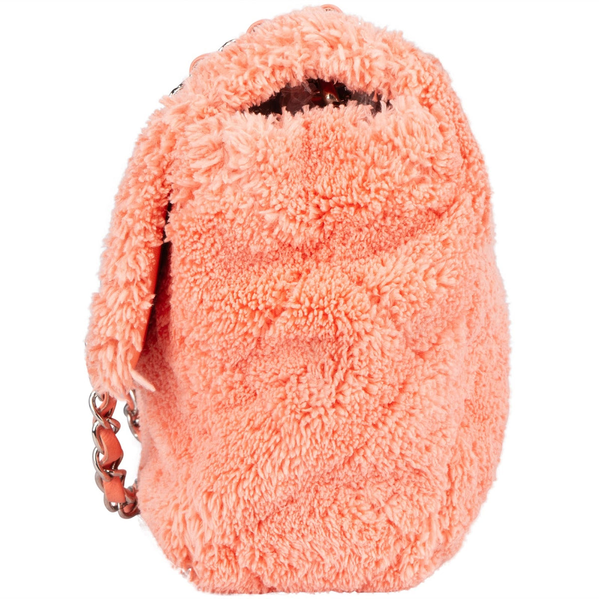 Chanel Pink Terry Cloth Coco Single Flap Shoulder Bag