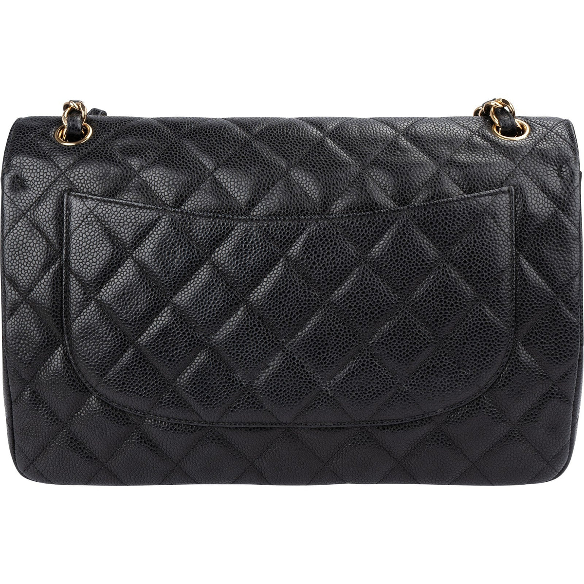 Chanel Quilted Caviar Leather Gold Jumbo Double Flap Crossbody Bag