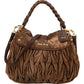 Miu Miu Brown Suede Leather Coffer City Handbag
